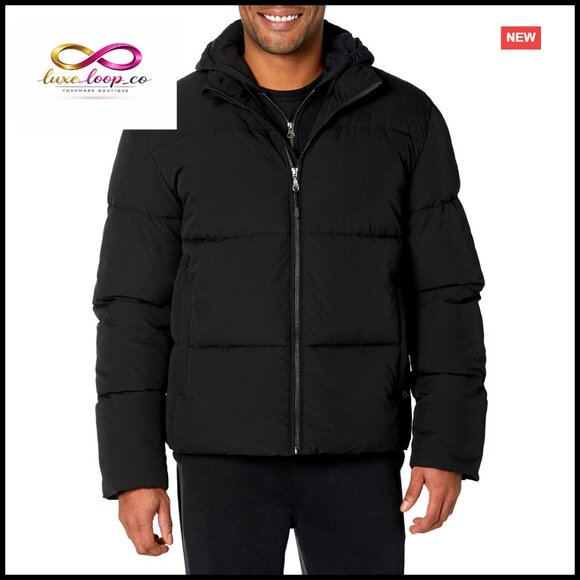 Men's Mock Neck Heavyweight Puffer Coat Water-Resistant Relaxed Fit